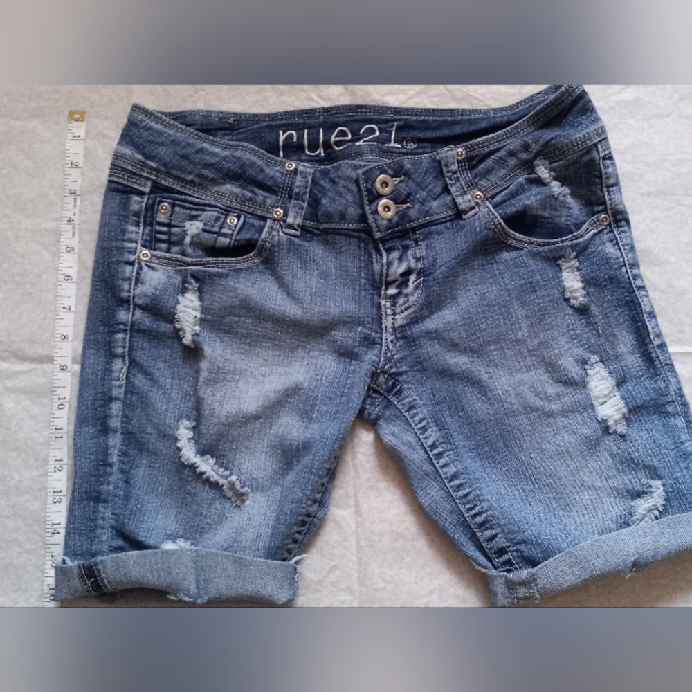 Rue21 Bedazzled and Distressed Jean Shorts